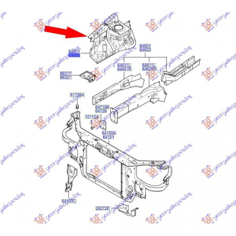 Suport Capota - Hyundai Getz 2006 , 64155-1c000
