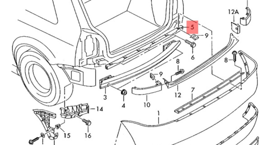 Suport central bara spate Audi A3 8L hatchback 2002 OEM 8L0807949D