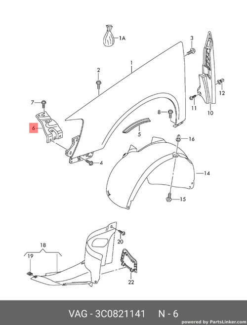 Suport de aripa fata 3C0821141 Vw Passat B6 2.0 TDI 2006 BKP OEM 3C0821141