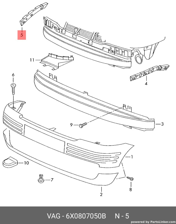 Suport dreapta bara fata Volkswagen Lupo 6X 2000 verde OEM 6X0807050B