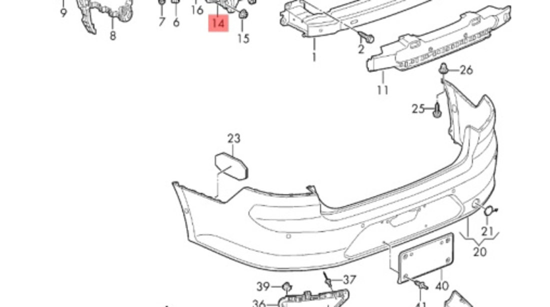 Suport dreapta bara spate Volkswagen Passat B8 facelift 2020 3G5807484A OEM 3G5807484A