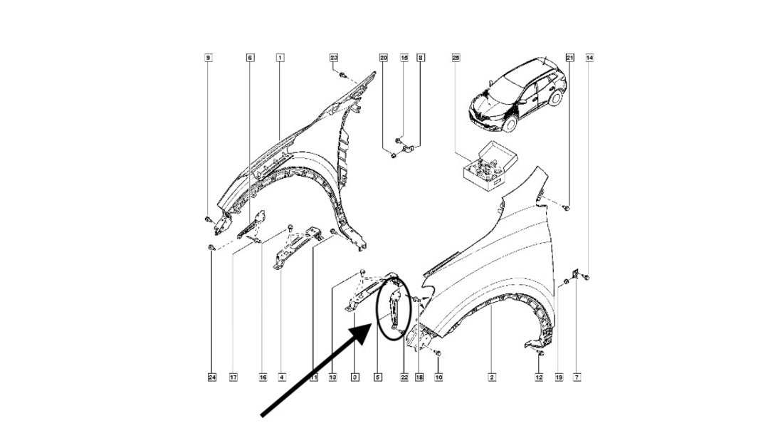 Suport inferior aripa stanga fata Renault Kadjar 2015-2019 NOU 631432379R