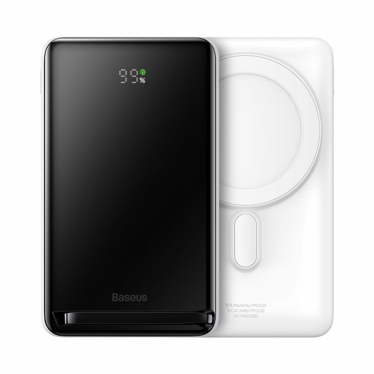 Suport Magnetic Baseus Powerbank Cu încărcare Fără Fir MagSafe 10000mAh 20W Overseas Edition Alb (PPCX000202) + USB Tip C Seria Baseus Xiaobai 60W 0,5m