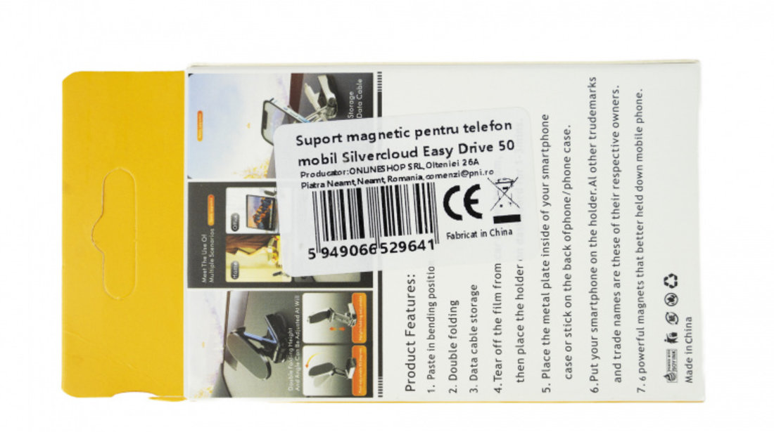 Suport magnetic pliabil pentru telefon mobil Silvercloud Easy Drive 50 PNI-ED50