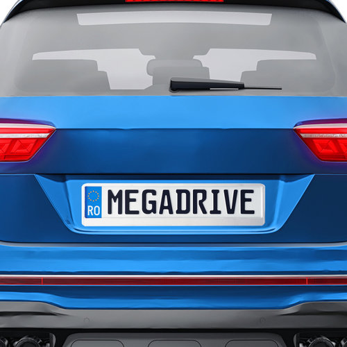 SUPORT NUMAR INMATRICULARE MEGA DRIVE METALIZAT SILVER 1 BUC R15MST MEGA DRIVE