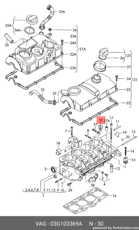 Suport ornament motor 2.0 TDI (E4) Volkswagen Passat 3C 2007 2008 OEM 03G103369A