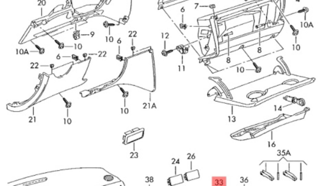 Suport pahare Volkswagen Golf 4 (1997-2006) 1J0858601 OEM 1J0858601