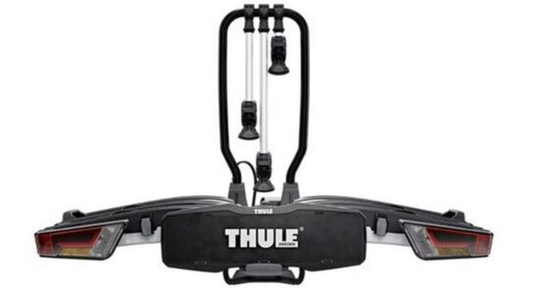 Suport pentru 3 biciclete cu prindere pe carligul de remorcare auto Thule EasyFold XT 3 Argintiu