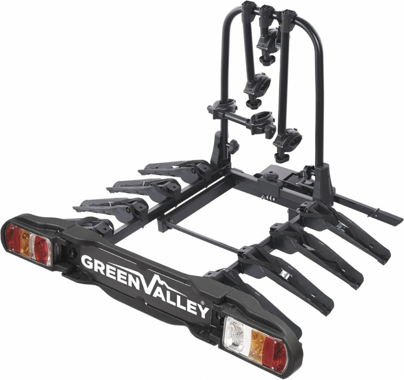 Suport pentru 4 biciclete sau 2 electrice cu prindere pe carligul de remorcare auto Green Valley Discovery 4