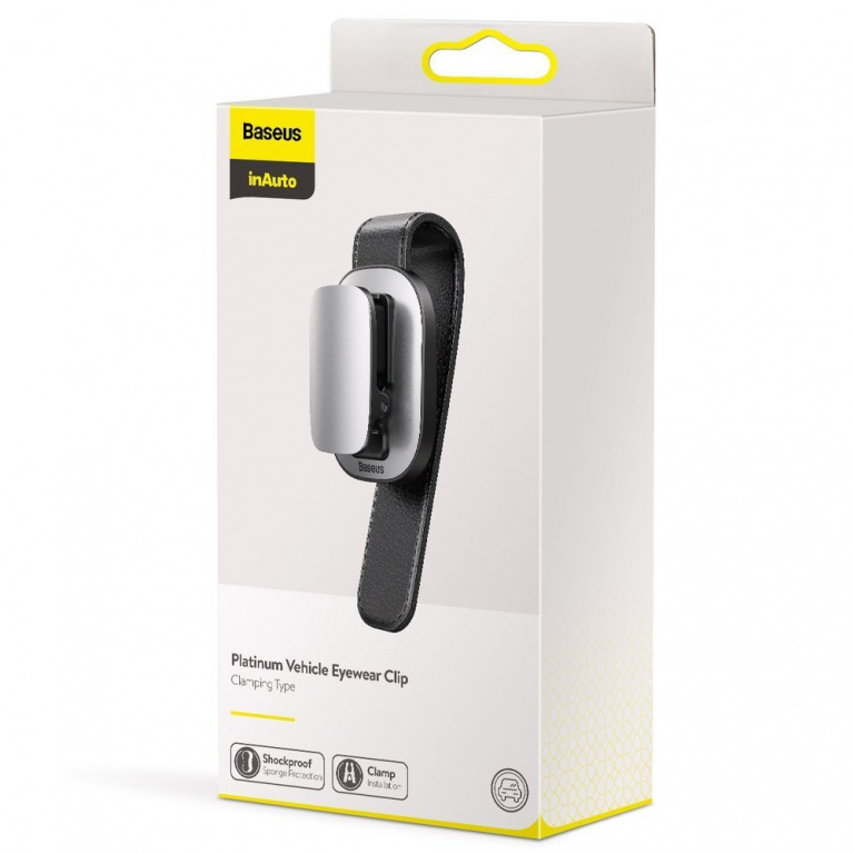 Suport Pentru Ochelari Auto Baseus Car Holder Glasses Clip Platinum Silver Argintiu ACYJN-B0S