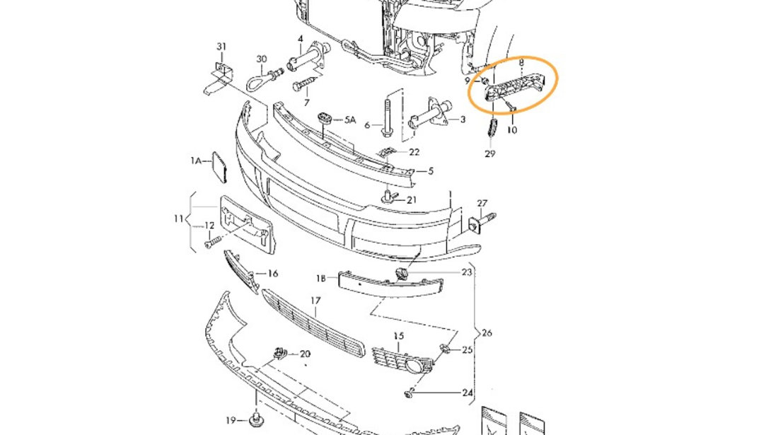 Suport prindere bara fata stanga Audi A4 B6 2001 NOU 8E0807227