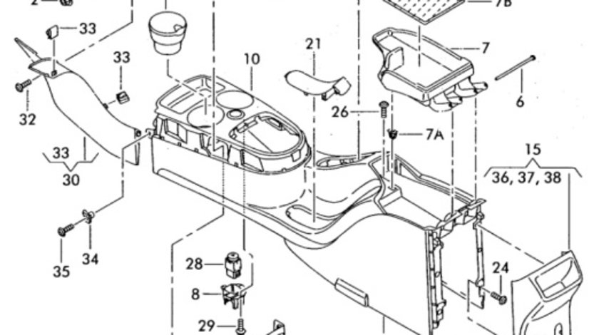 Suport prindere consola centrala dreapta Volkswagen Golf 6 (5K) Hatchback 2010 1.4 16V OEM 1K1863144C