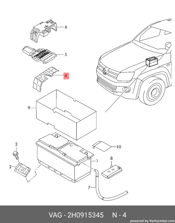 Suport prindere panou siguranta motor Volkswagen Amarok 2H 2015 2016 OEM 2H0915345