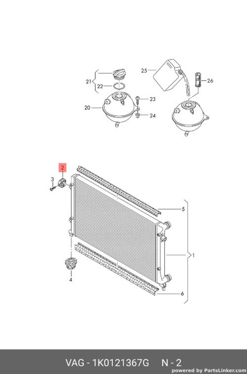 Suport radiatoare Volkswagen Golf 6 Hatchback 2010 gri OEM 1K0121367G