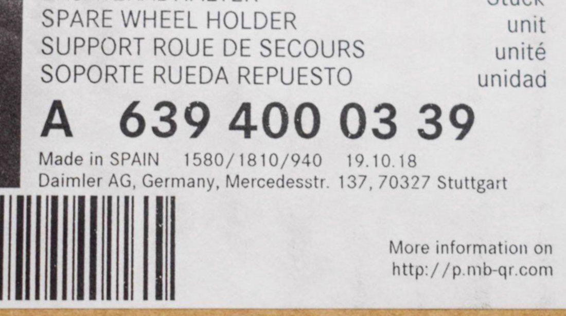 Suport Roata Rezerva Oe Mercedes-Benz Vito W447 2014→ A6394000339