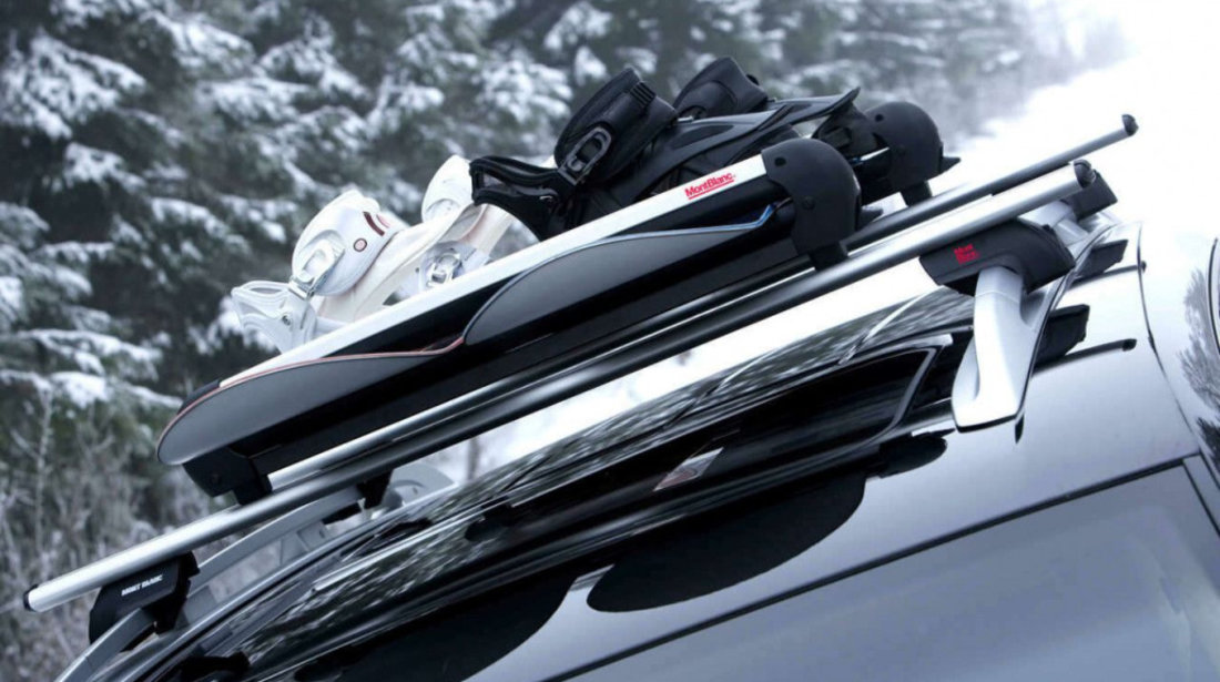 Suport ski/snowboard Mont Blanc Snowsport Crest pe bare transversale, 6 perechi ski / 2 snowboard