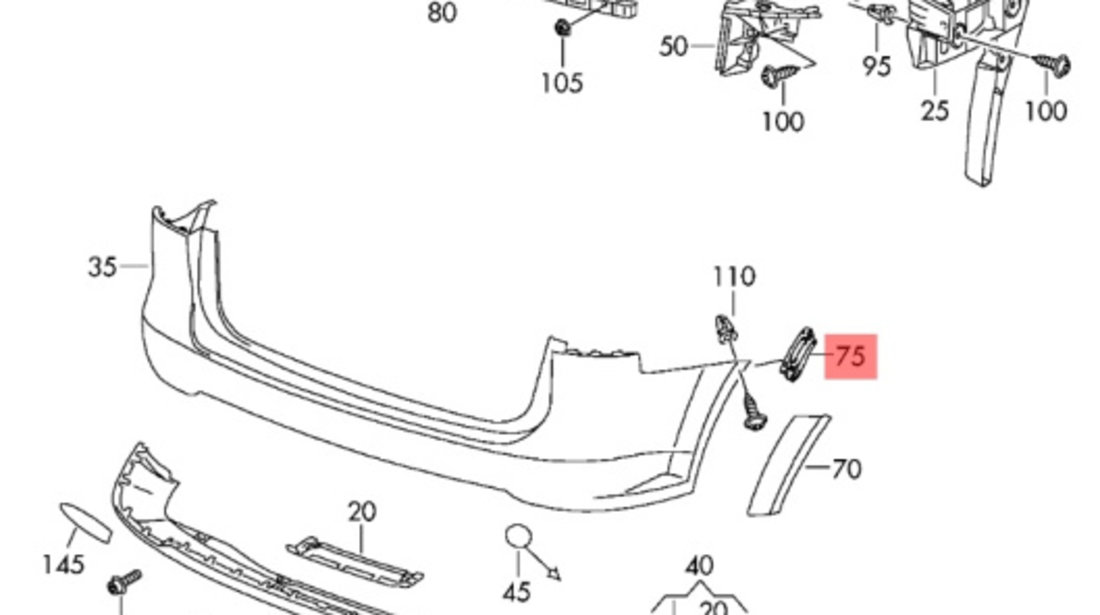 Suport spoiler stanga spate Volkswagen Touran (1T3) 2.0 TDI CFHC 2012 VOLKSWAGEN TOURAN (1T3) [ 2010 - 2015 ] OEM 1T0807837B