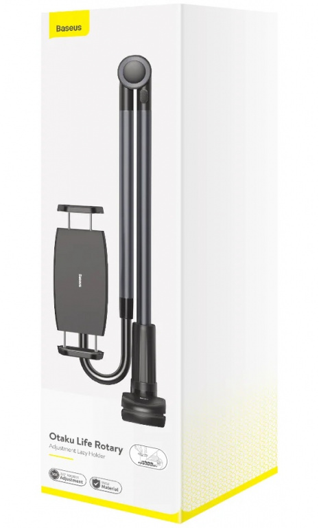 Suport Stand Telefon / Tableta Rotativ, Reglabil Pentru Masa, Birou, Pat Cu Clema Baseus Otaku Phone Holder, Tablet Holder Gri LUZQ000013