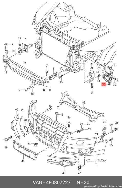 Suport stanga bara fata Audi A6 4F sedan 2007 2008 OEM 4F0807227