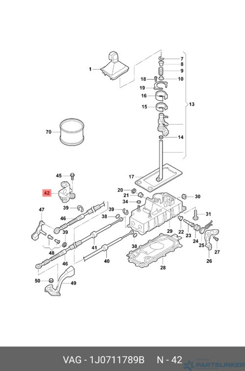 Suport sufe timonerie Volkswagen (E3)Golf 1J 66 kw 1.9 TDI OEM 1J0711789B