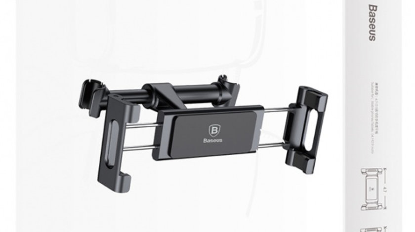 Suport Tableta Auto Baseus Tetiera Backseat Car Mount Adjustable Headrest Bracket Pentru Tablete Si Smartphone 4,7 - 12,9&quot; Negru SUHZ-01