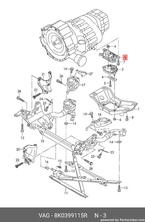 Suport tampon cutie de viteze Audi A4 B8 2.0 TDI CAG Sedan 2009 OEM 8K0399115R
