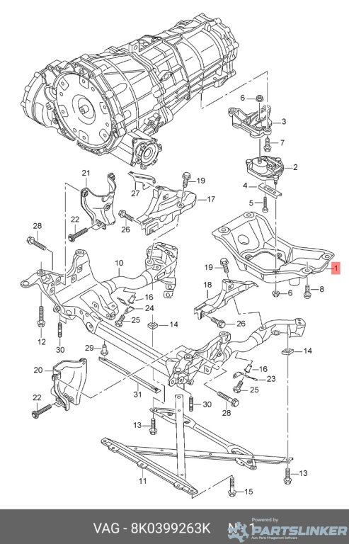 Suport tampon cutie de viteze Audi A4 B8 (8K) Avant 2011 2.0 TDI OEM 8K0399263K