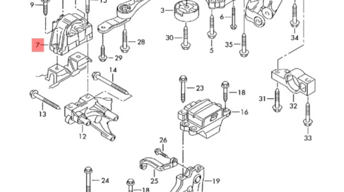 Suport tampon motor ​Volkswagen Caddy (2KB) 2006 1.9 TDI OEM 1K0199262AT