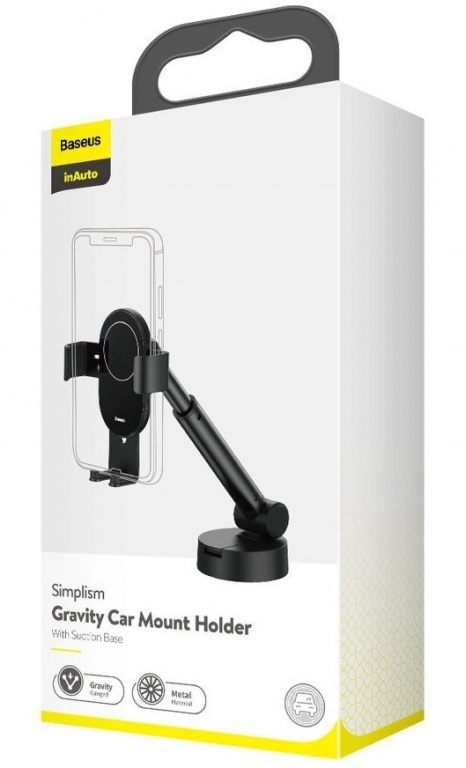 Suport Telefon Auto Baseus Gravity Cu Ventuza Pentru Bord, Parbriz Negru SUYL-JY01