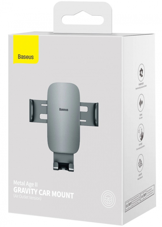 Suport Telefon Auto Baseus Metal Age II Pentru Grila Ventilatie Gri Inchis SUJS000013