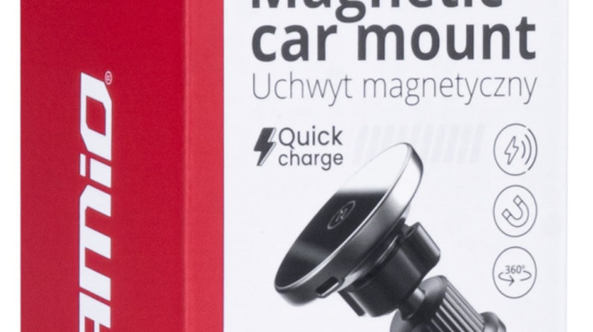 Suport Telefon Auto Magnetic Pentru Grila Ventilatie Cu Incarcator 15W Amio 03773