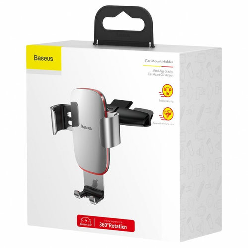 Suport Telefon Baseus Metal Age Gravity Car Mount Suport Metal Gravity Auto Pentru Slot CD Argintiu ...