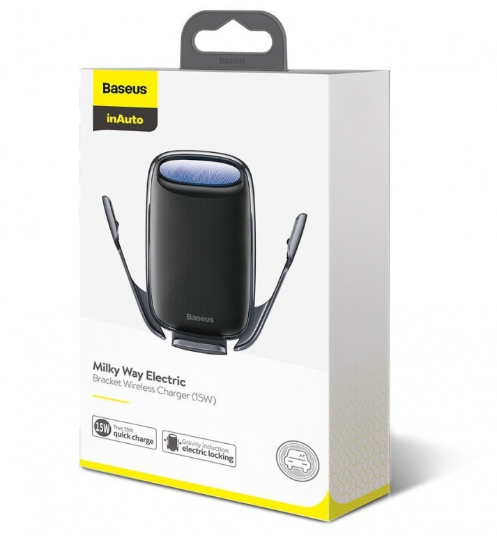 Suport Telefon Cu Incarcare Wireless Baseus Cu Prindere In Grila Negru WXHW02-01