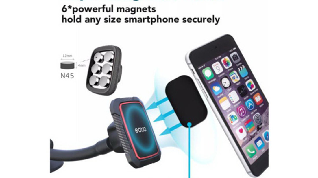 SUPORT TELEFON MAGNETIC AUTO CU FIXARE PE PARBRIZ CU VENTUZA