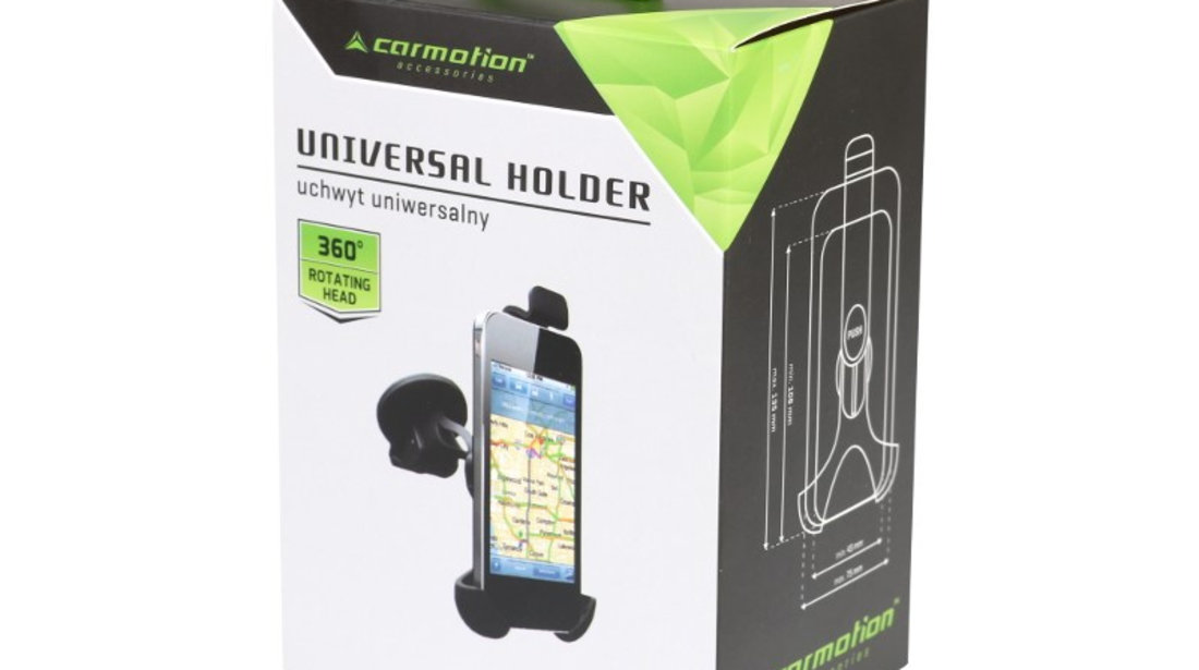 Suport Universal Pentru Smartphone-uri Cu Ventuză, Negru Carmotion 58126