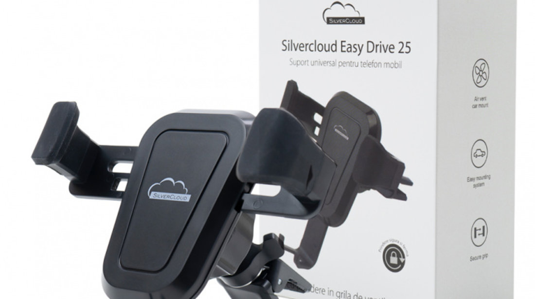 Suport universal pentru telefon mobil Silvercloud Easy Drive 25 in grila de ventilatie PNI-SED25