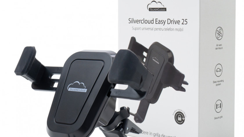 Suport universal pentru telefon mobil Silvercloud Easy Drive 25 in grila de ventilatie PNI-SED25