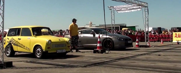 Surpriza de la DRAG: Un Trabant face de rusine un Nissan GT-R modificat!