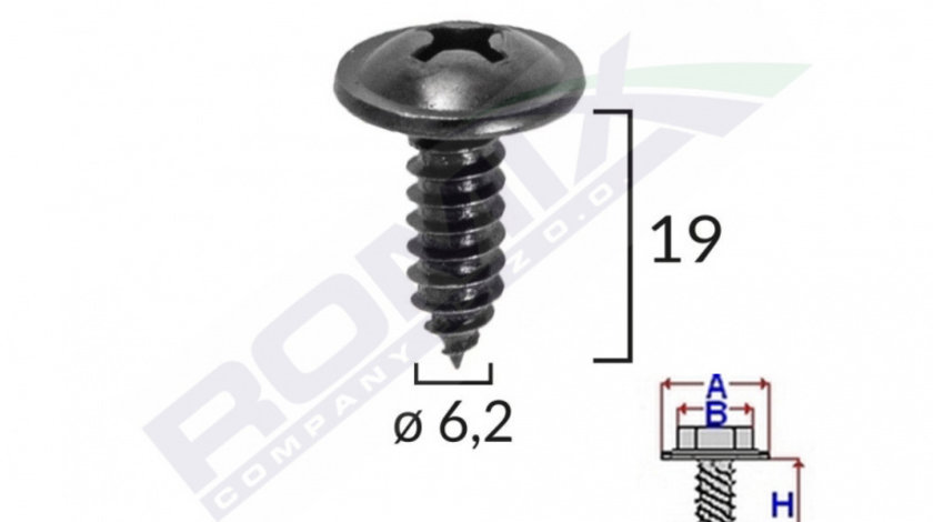 Surub Cu Cap Incrucisat Diametru 6.2mm Lungime 19mm Set 10 Buc Romix C60462-RMX