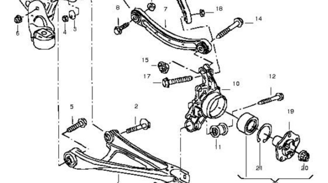 Surub cu excentric +piulita brat inferior punte spate Vw Touareg (poz.2+3+4) VW OE 7L0501387