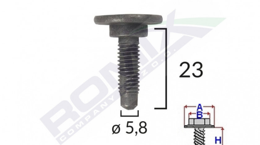 Surub Fixare Alfa Romeo/fiat/citroen 5.8x23mm - Negru Set 5 Buc Romix 45224