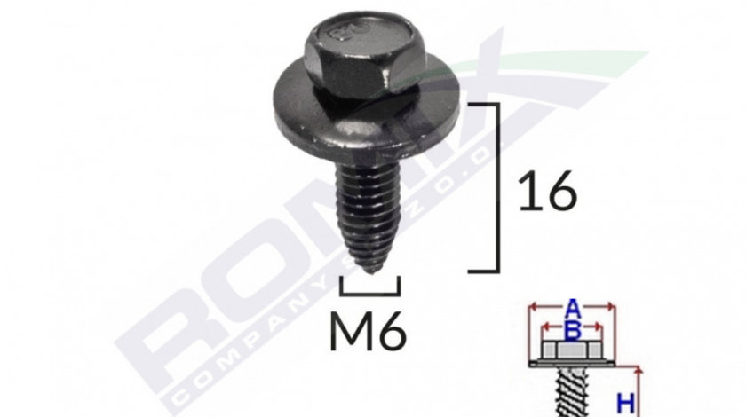 Surub Fixare Bara Protectie Pentru Peugeot, Citroen 6x16mm Set 5 Buc Romix C60620-RMX