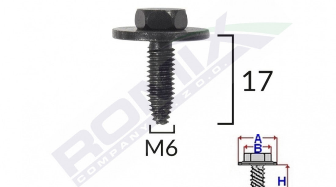 Surub Fixare Elemente Exterior Pentru Peugeot, Citroen 6x17mm Set 5 Buc Romix C60615