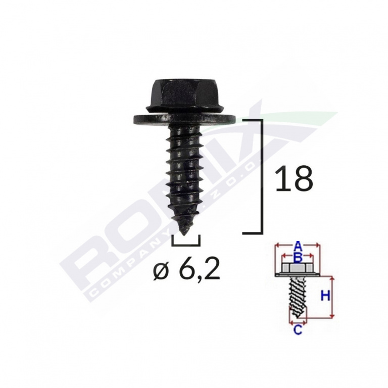 Surub Fixare Elemente Exterior Pentru Toyota 6.2x18mm Set 10 Buc Romix C60622-RMX
