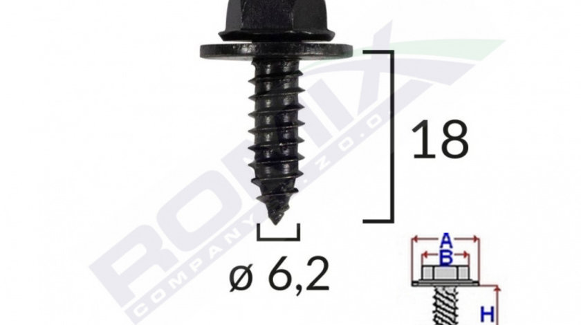 Surub Fixare Elemente Exterior Pentru Toyota 6.2x18mm Set 10 Buc Romix C60622-RMX