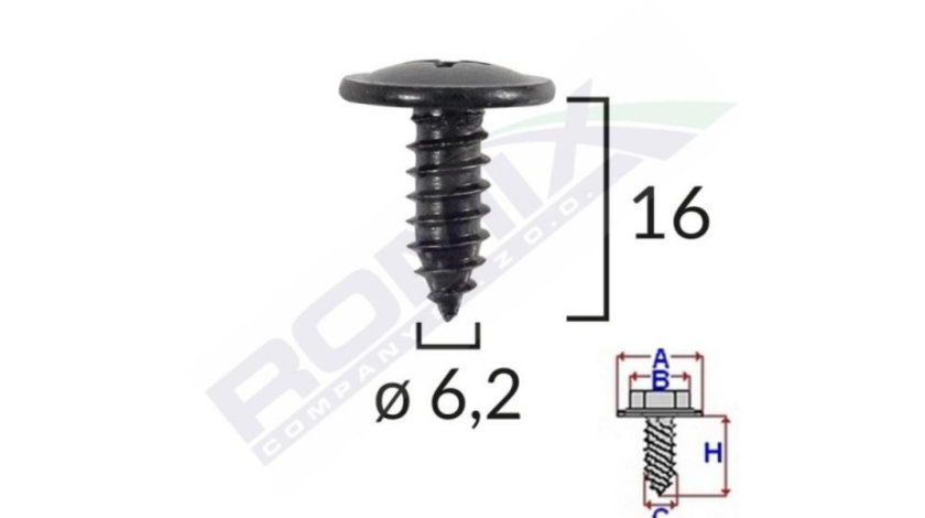 Surub fixare elemente exterior pentru toyota, kia, hyundai 6.2x16mm set 10 buc UNIVERSAL Universal #6 C60623-RMX