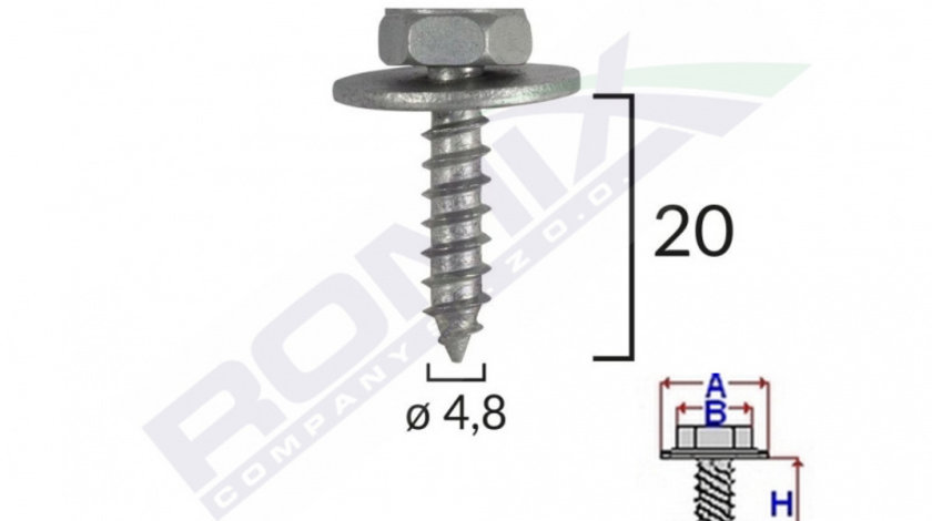 Surub Fixare Elemente Motor Pentru Toyota 4.8x20mm Set 10 Buc Romix C60611-RMX