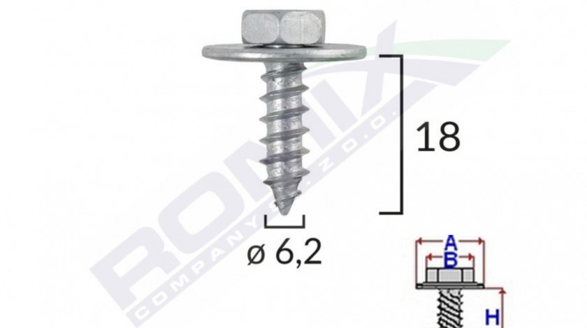 Surub Fixare Elemente Motor Pentru Toyota 6.2x18mm Set 10 Buc Romix C60610-RMX