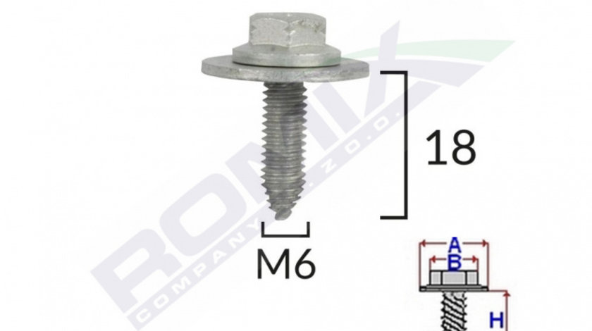 Surub Fixare Elemente Motor Pentru Toyota, Lexus 6x18mm Set 5 Buc Romix C60578-RMX