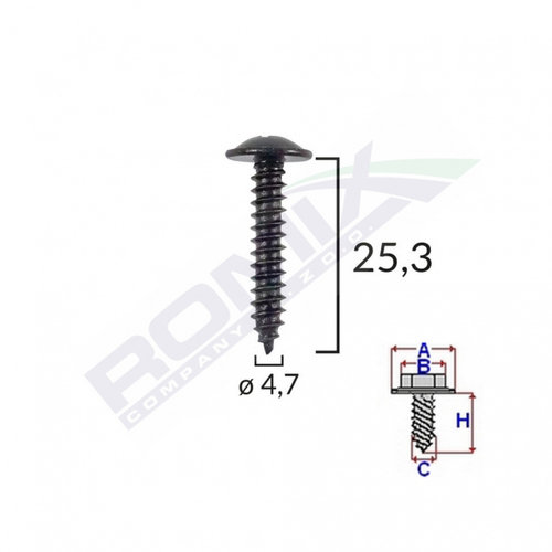Surub Fixare Pentru Alfa Romeo/fiat 4.7x25.3mm - Negru Set 10 Buc Romix 45193-RMX